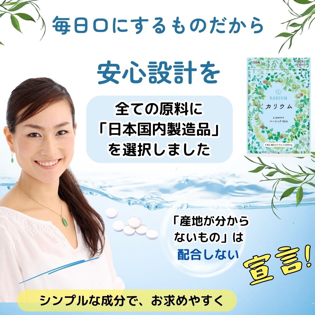 カリウム 1,320mg 180粒入 30日分 キウイパウダー配合